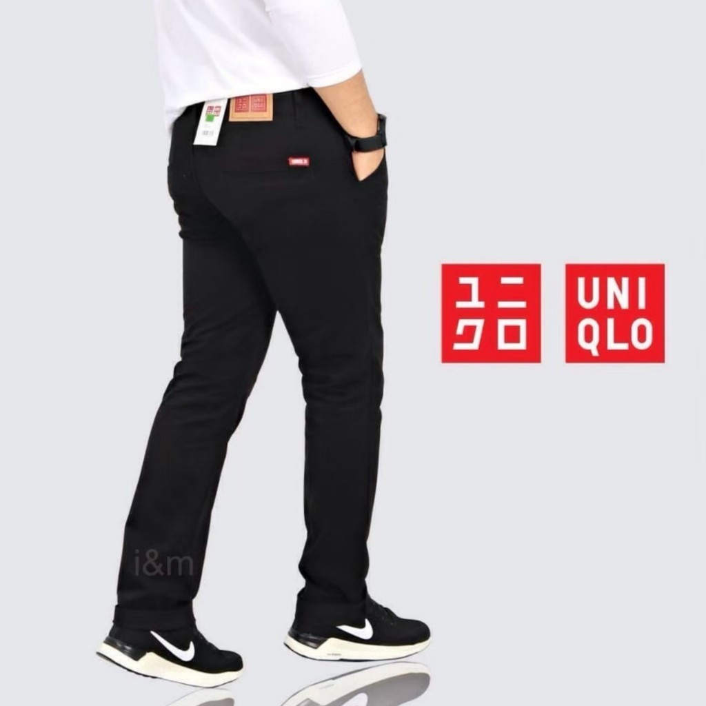 Terlaris..Celana Chinos Panjang Uni'Qlo Hitam Pria Slim Fit Formal Casual Premium Celana chino UNIQL