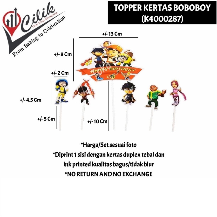 topper+kertas+boboiboy+tusukan+cake+kue+tumpeng+puding+bento+cupcake