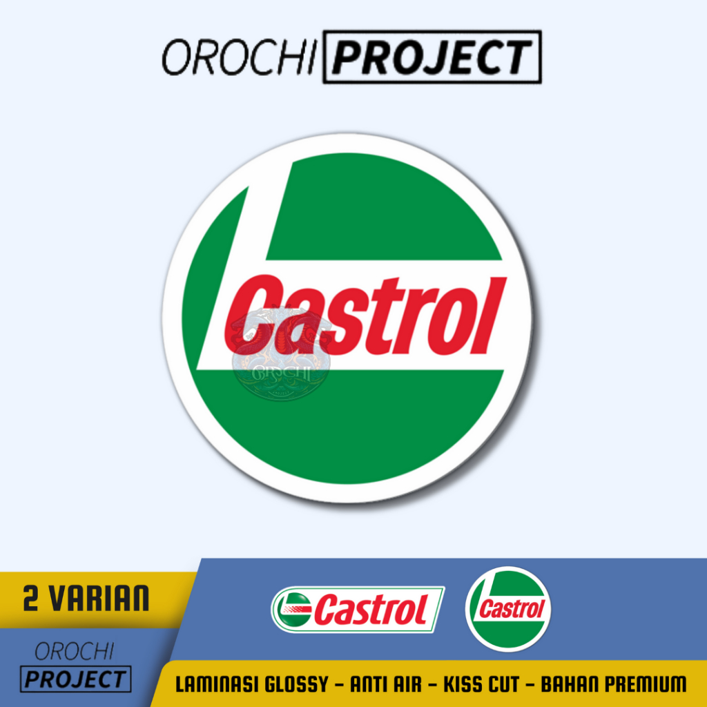 

Sticker Stiker Brand Logo Oli CASTROL Engine Oil Vinyl Glossy Anti Air HP Laptop Tumbler Motor Helm