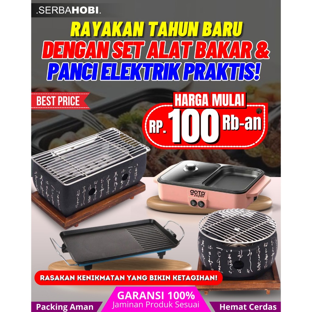 SET ALAT BAKAR / PEMANGGANGAN BBQ GRILL YAKINIKU DAN PANCI ELEKTRIK MULTIFUNGSI