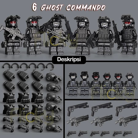 [Whispers] 1Set Mainan Balok Military Minifigure Army Swat Hitam keren Mainan Militer Minifigure