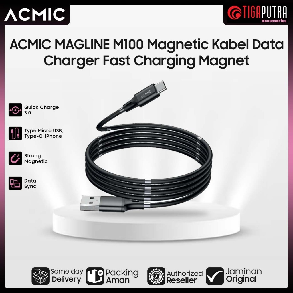 ACMIC MAGLINE M100 Magnetic Kabel Data Charger Type C Fast Charging Magnet