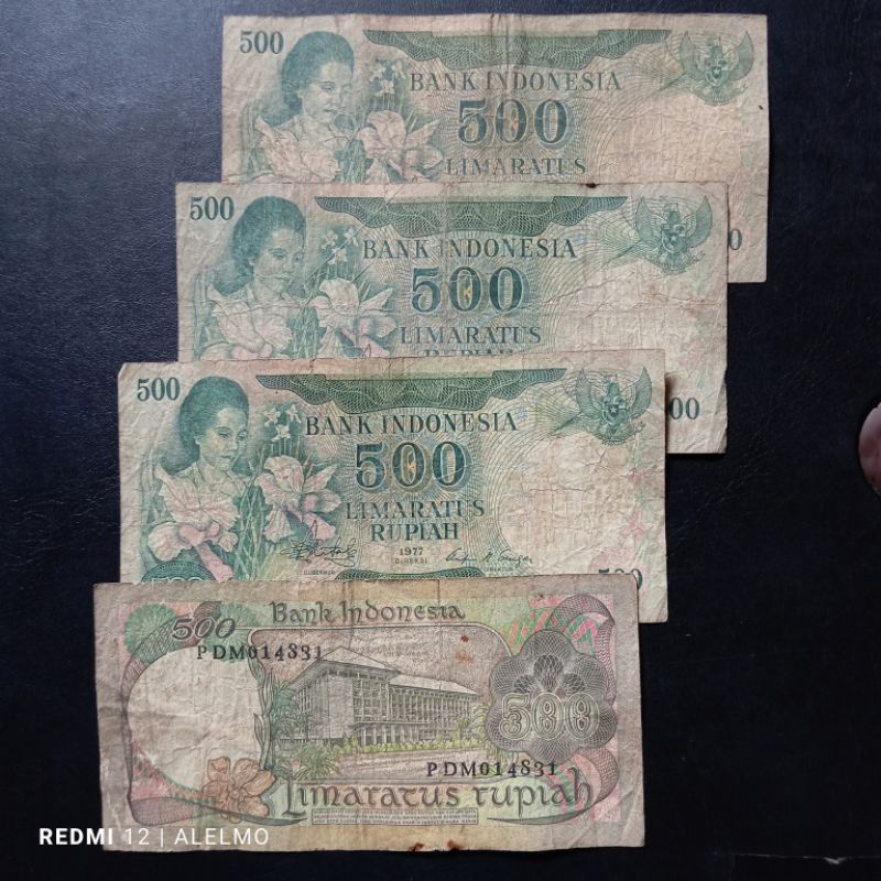 uang kertas 500 rupiah ibu konde tahun 1977 bekas jelek