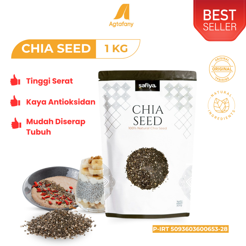 

Black Chia Seed 1 Kg Organic | Chiaseed Organik Safiya Premium Original Biji Cia Hitam Mexico Pemium Diet Original Safiya Herbal Kaya Serat Antioksidan