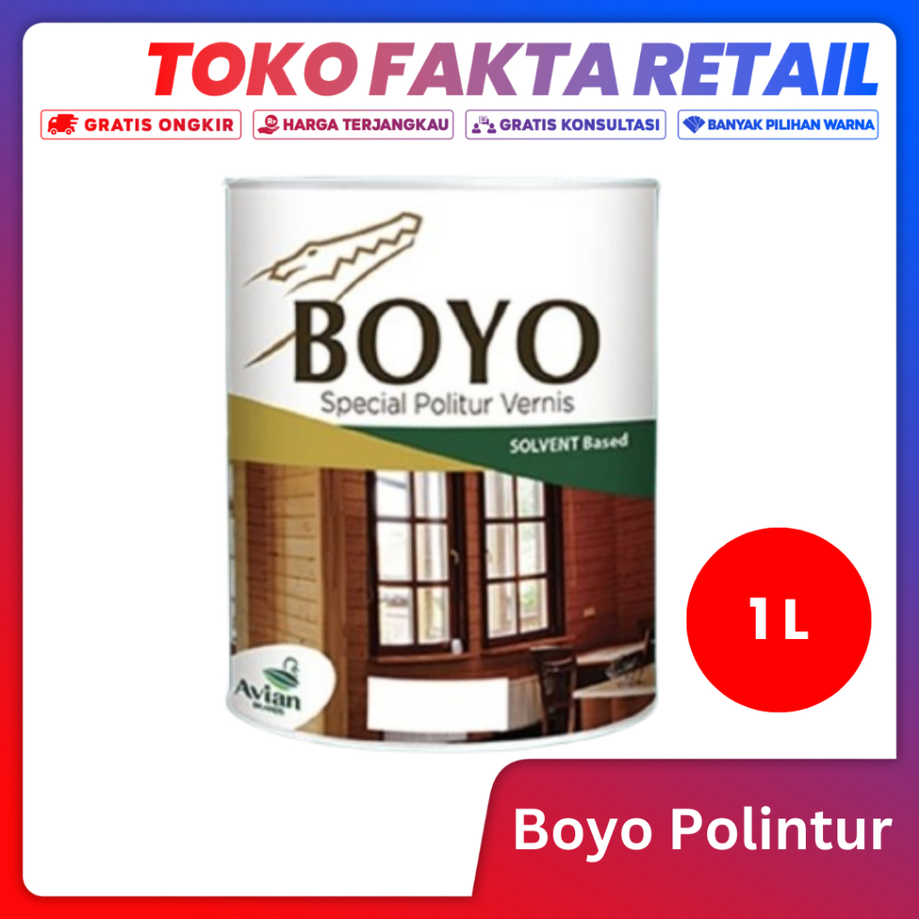 Cat Plamir Boyo Polintur 1 Liter Cat Vernish Solvent Base Cat Plitur Kayu 1 KG Avian Brands