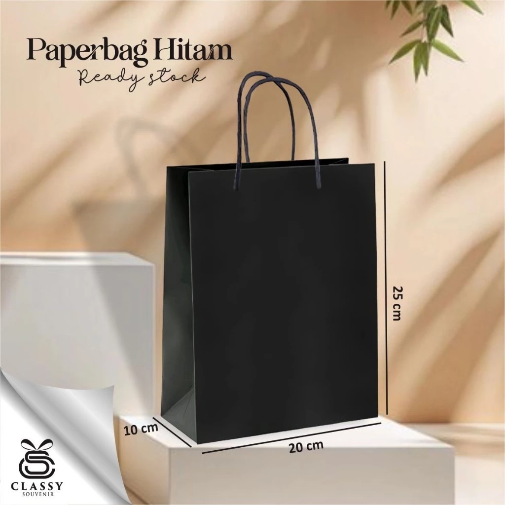 

PAPER BAG HITAM POLOS READY STOCK SATUAN - PAPERBAG SOUVENIR PERNIKAHAN
