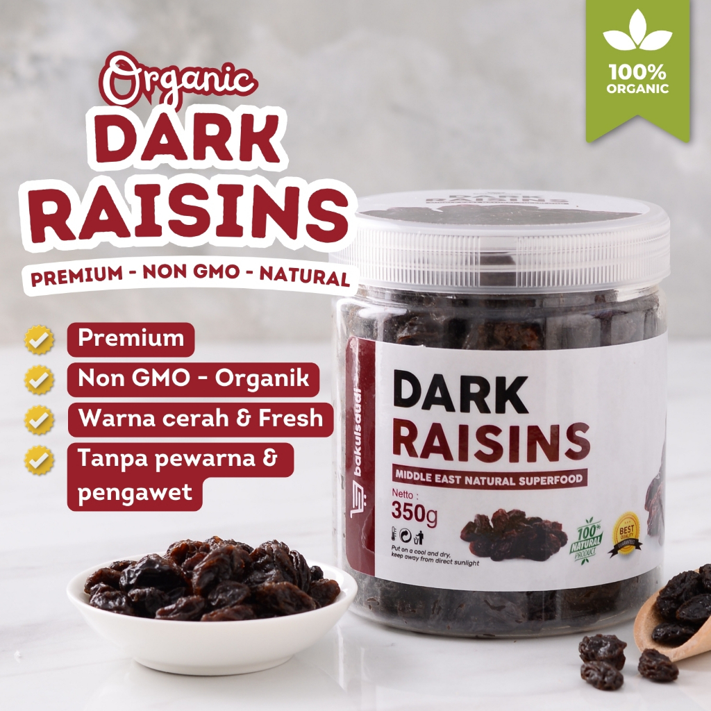 

Dark Raisins Organic Import Kismis Hitam Premium Original 100% / Dark Raisin Organik