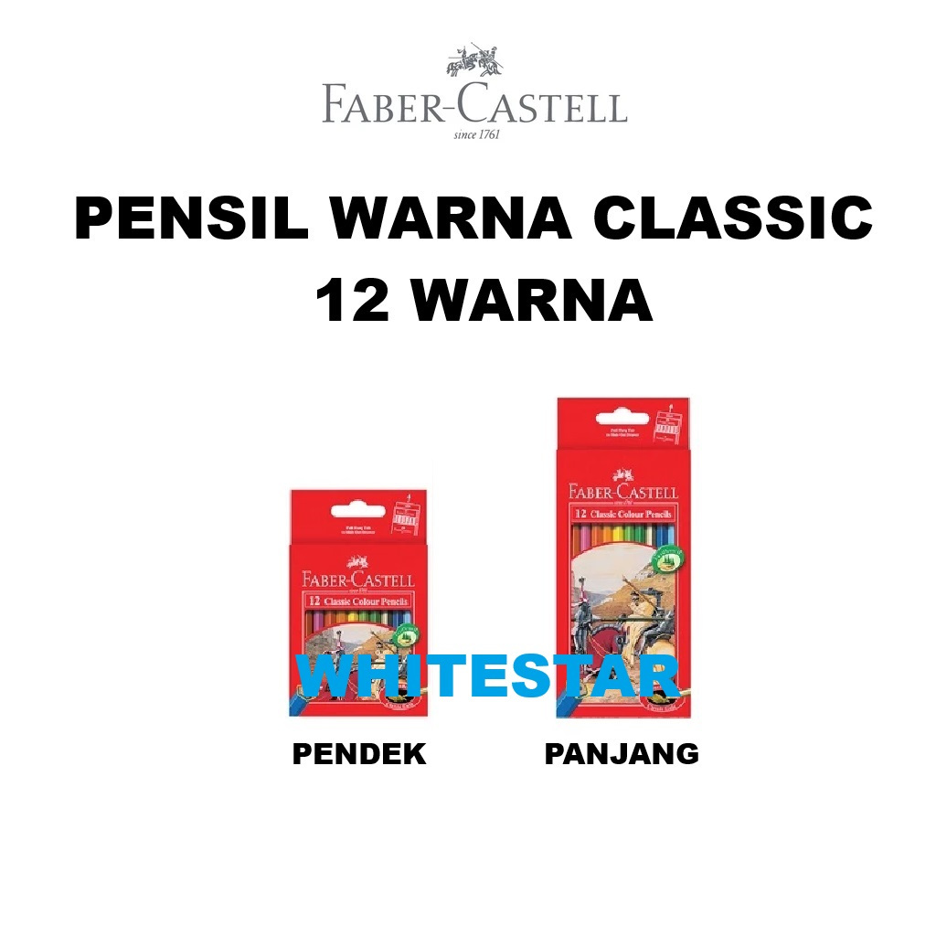 

pensil warna faber castell classic 12 warna colour - panjang dan pendek