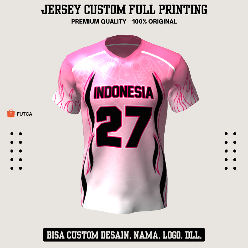 Jersey Futsal Retro Vintage Pink Putih Motif Abstrak 516 - Jersey Custom Olahraga