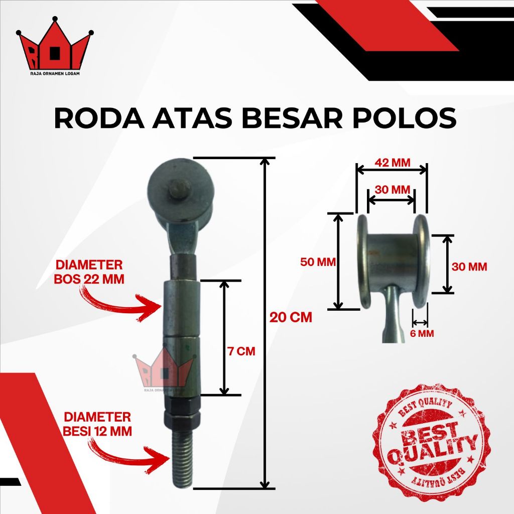 Roda pintu atas Henderson / Roda Atas Pintu Garasi/ Roda gantung henderson single whell Ukuran Besar