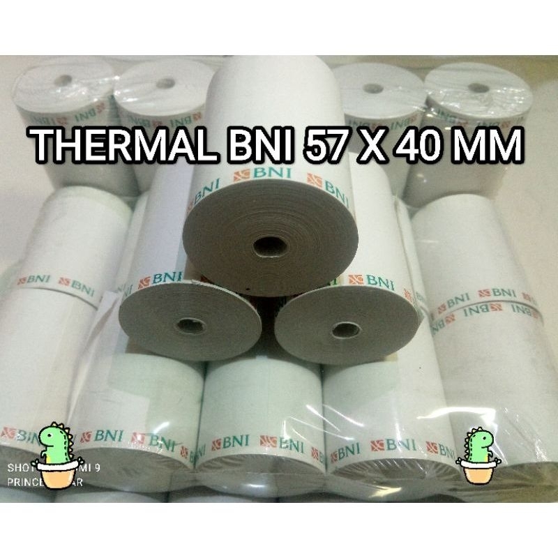 KERTAS PRINT STRUK THERMAL LOGO BNI UK 57/58X40mm CORELESS