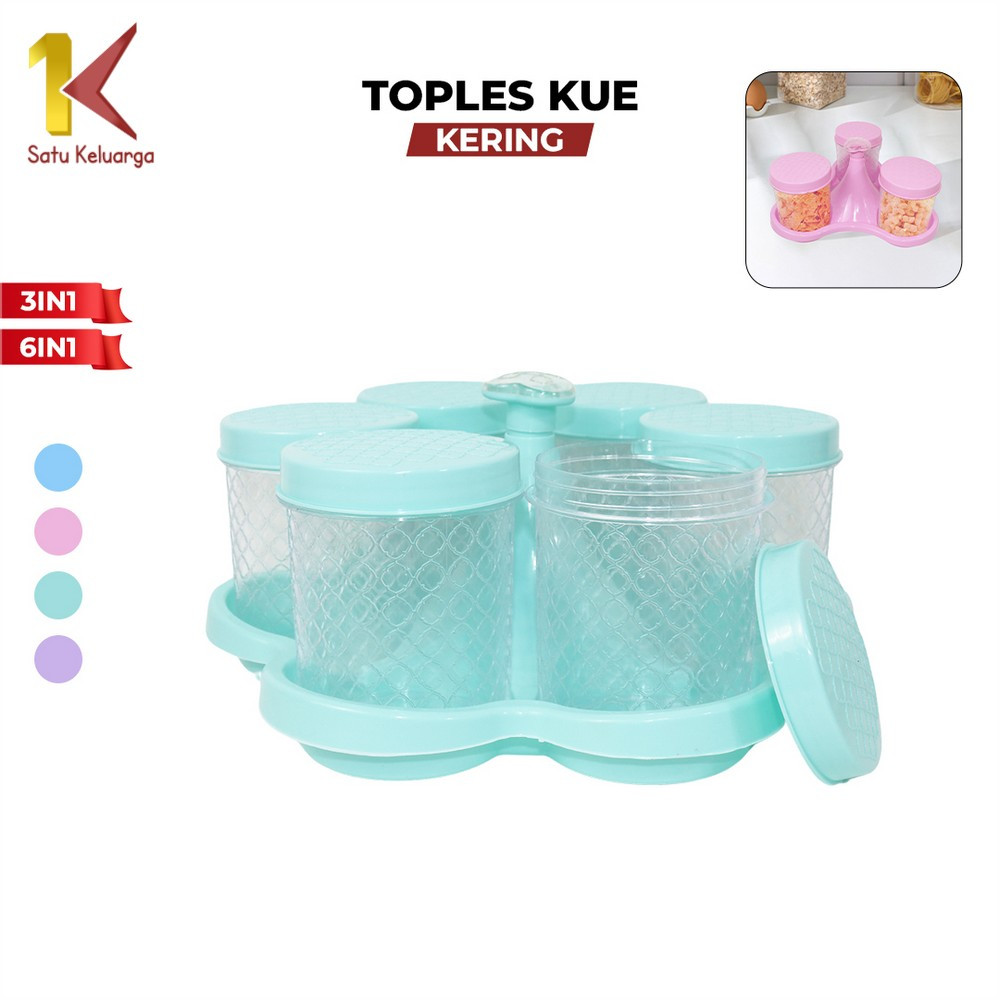 Satu Keluarga Toples Kue Kering Lebaran Set C1246 Tempat Kue Set Nampan Penyimpanan Food Snack Tray