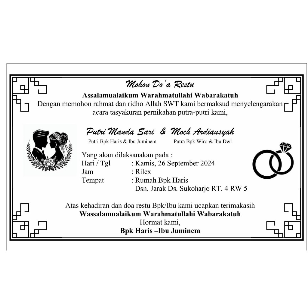 

Undangan kotak nasi, undangan punjungan, undangan cetak kertas hvs berwarna