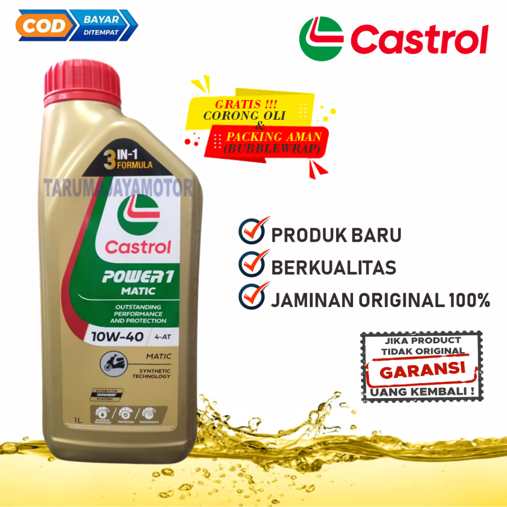 Oli Castrol Power 1 Matic 10w40 1 Liter Motor Scooter Matik Nmax Aerox Original