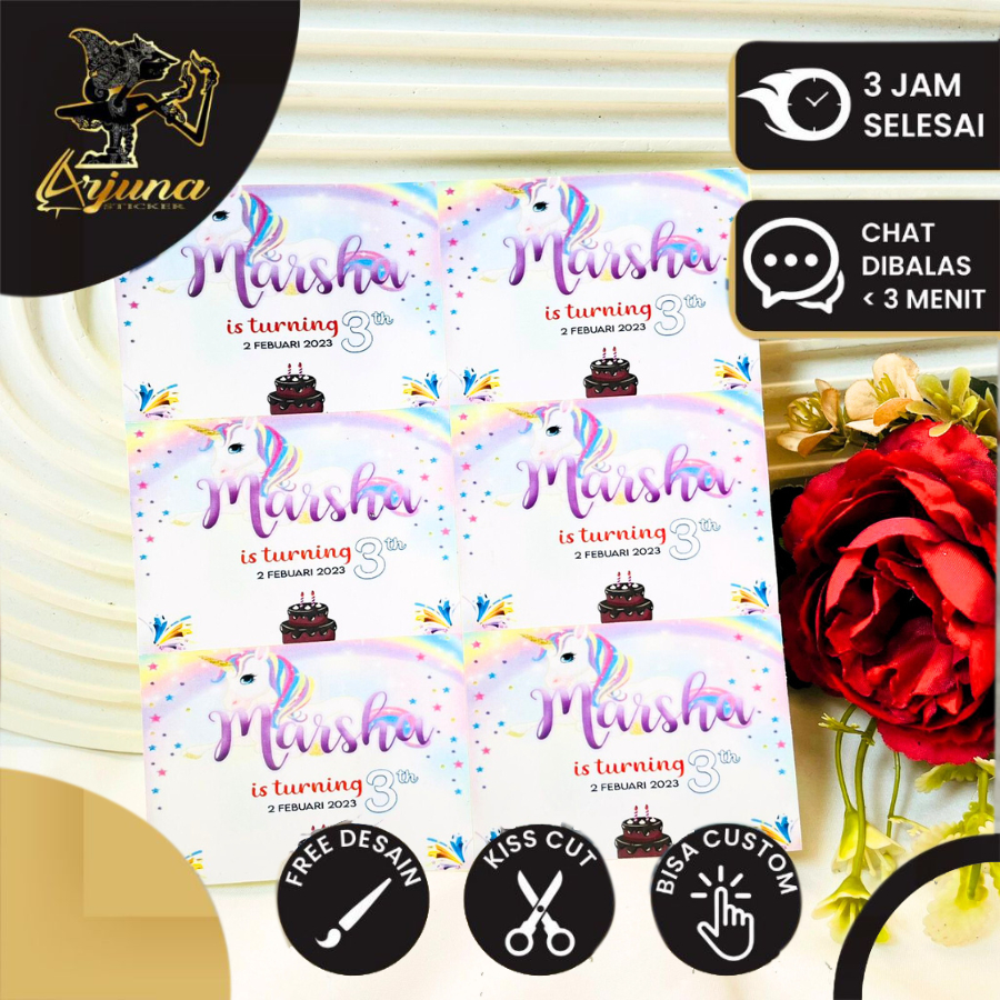 

Arjuna Sticker Ulang Tahun Anak Bentuk Persegi Stiker Label Undangan Ultah Ulang Taun Chromo