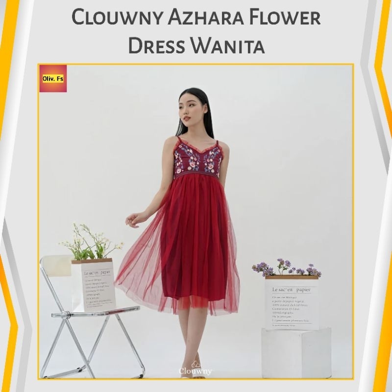 Clouwny Azhara Flower Dress Wanita
