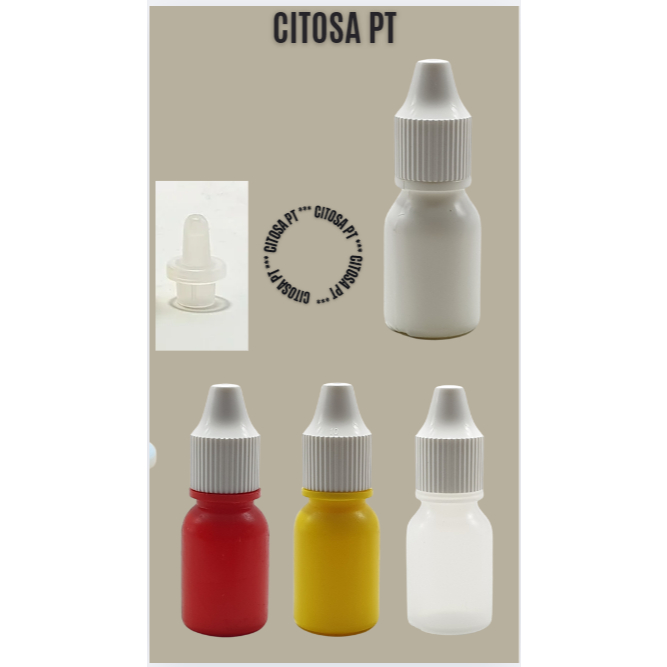 Botol Tetes Mata 5 ml Tidak Segel Cap Putih / Botol Tetes Merah/ Botol Tetes Kuning / Botol Cendo 5 