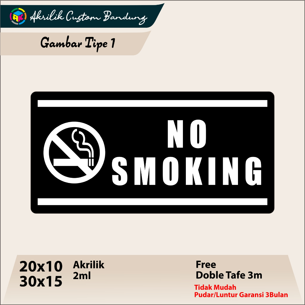 

AKRILIK NO SMOKING TIPE 1 ACRYLIC SIGNAGE AKRILIK DILARANG MEROKOK