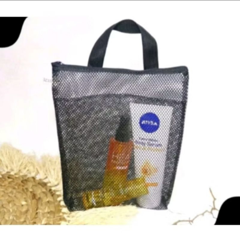 Tas Alat Mandi-Pouch Travel Bag Jaring Untuk Penyimpanan Alat Mandi