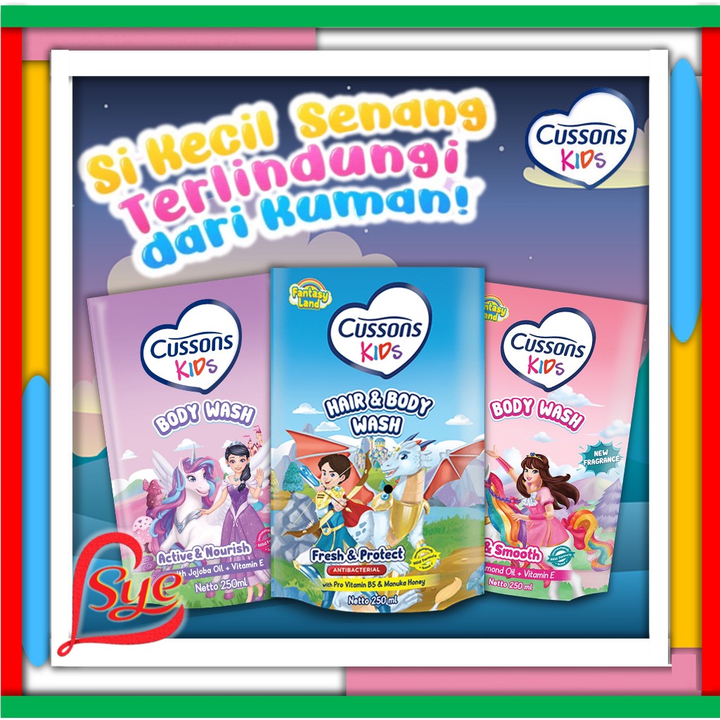 Cussons Kids Body Wash 250ml Refill | Shampoo Sabun Mandi Anak 2In1 | Cusson Kids Hair & Body | Sye