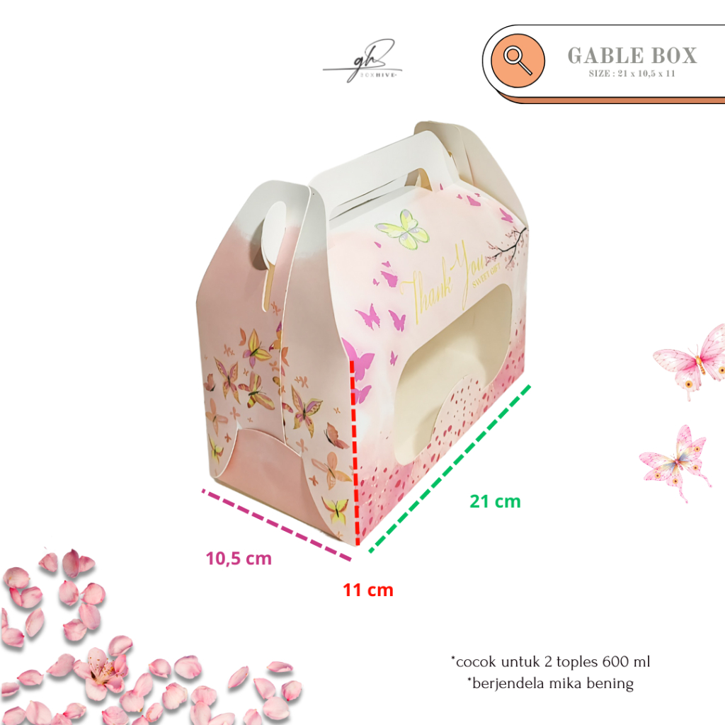 

Gable Box: 21x10,5x11 cm - Gift Box | Hampers | Souvenir | Box Jendela | Lunch Box | Pernikahan