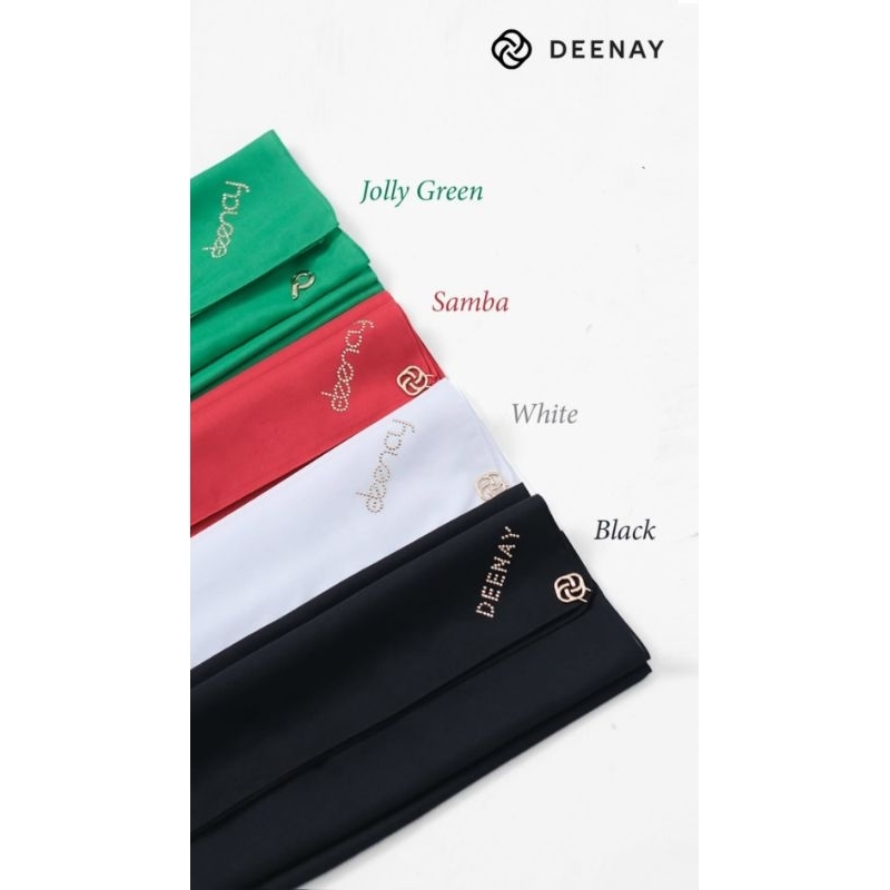 Hijab Segiempat Polos Deenay Liza Matte Jolly green||Samba||White||Black