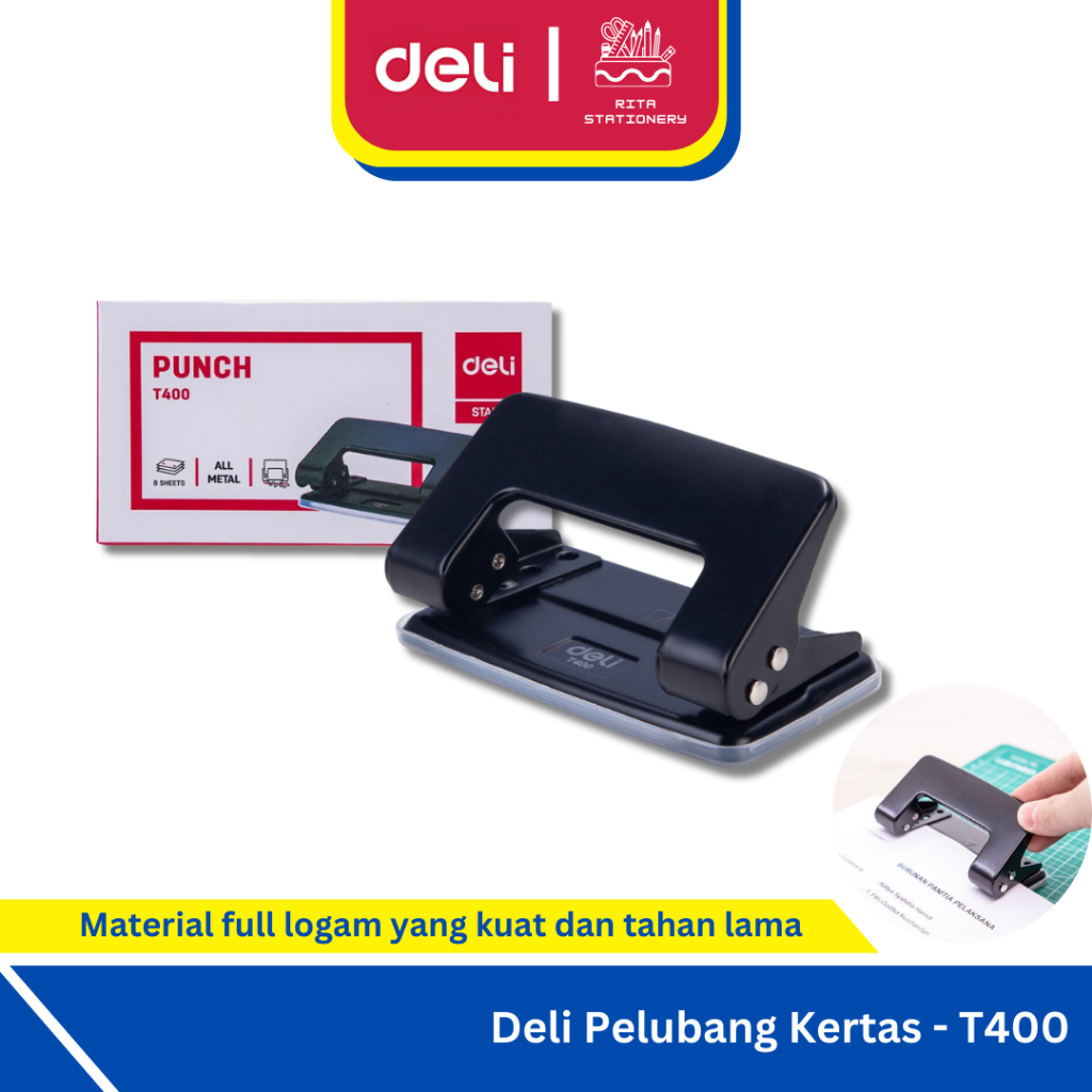 

Deli Pembolong Kertas / Two Hole Punch / Deli Pelubang Kertas besi metal3 - T400