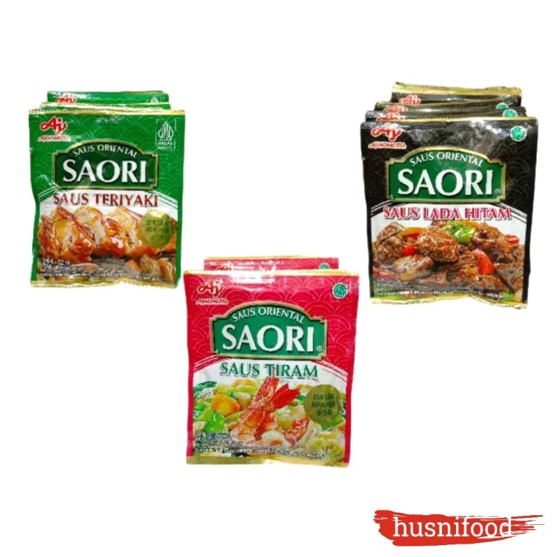 

Saori saus tiram/saus lada hitam 1 renceng 10 sachet