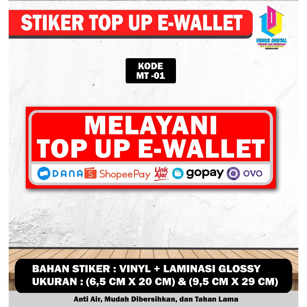 

STIKER MELAYANI TOPUP E-WALLET LAMINASI GLOSSY