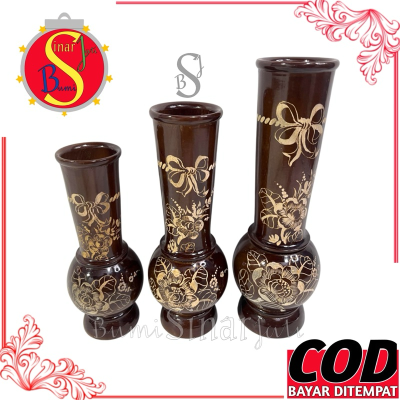 Pot Bunga - Vas Bunga Set 3 Biji - Guci - Tempat Bunga Hias - Vas Bunga Tempat Bunga Hias - Vas Keci