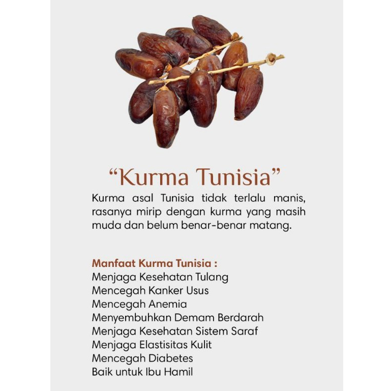 

Kurma Tunisia Tangkai 500gr - Kurma Tunis Tangkai 500 gr