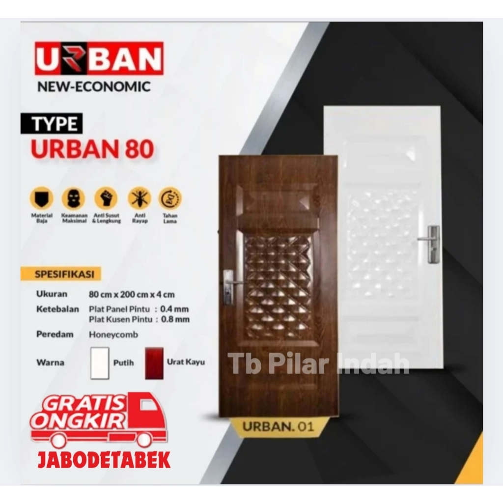 FORTRESS PINTU BAJA 80X210/PINTU KAMAR/PINTU HOTEL/PINTU UTAMA/TYPE URBAN ANTI RAYAP