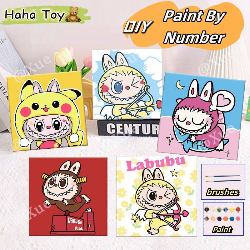 

Haha Toy Labubu Paint By Number Kit Kartun DIY Painting Kit Canvas Paint By Number Digital 20x20cm