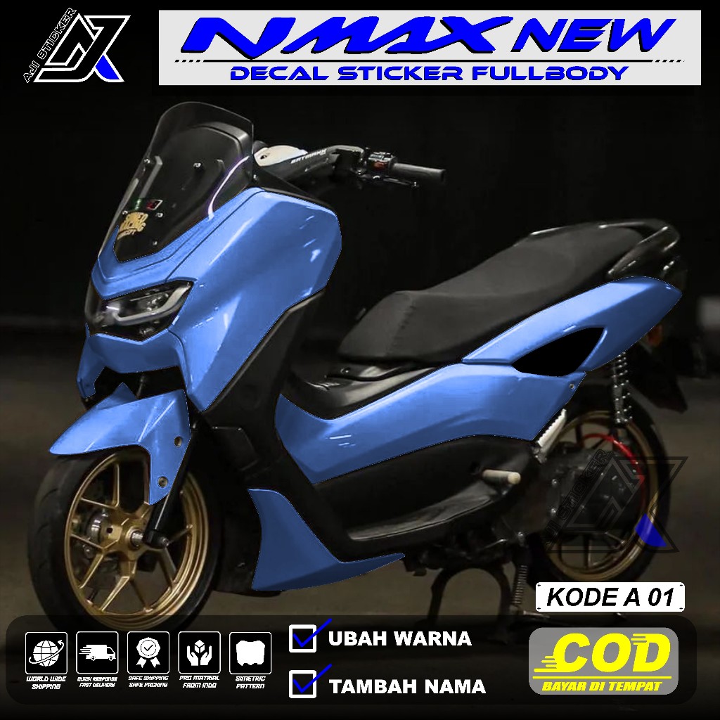 (COD)Decal Fullbody Yamaha NMAX 155 New VVA 2020-2023 Polos Stiker Full Body Lis Variasi Polos