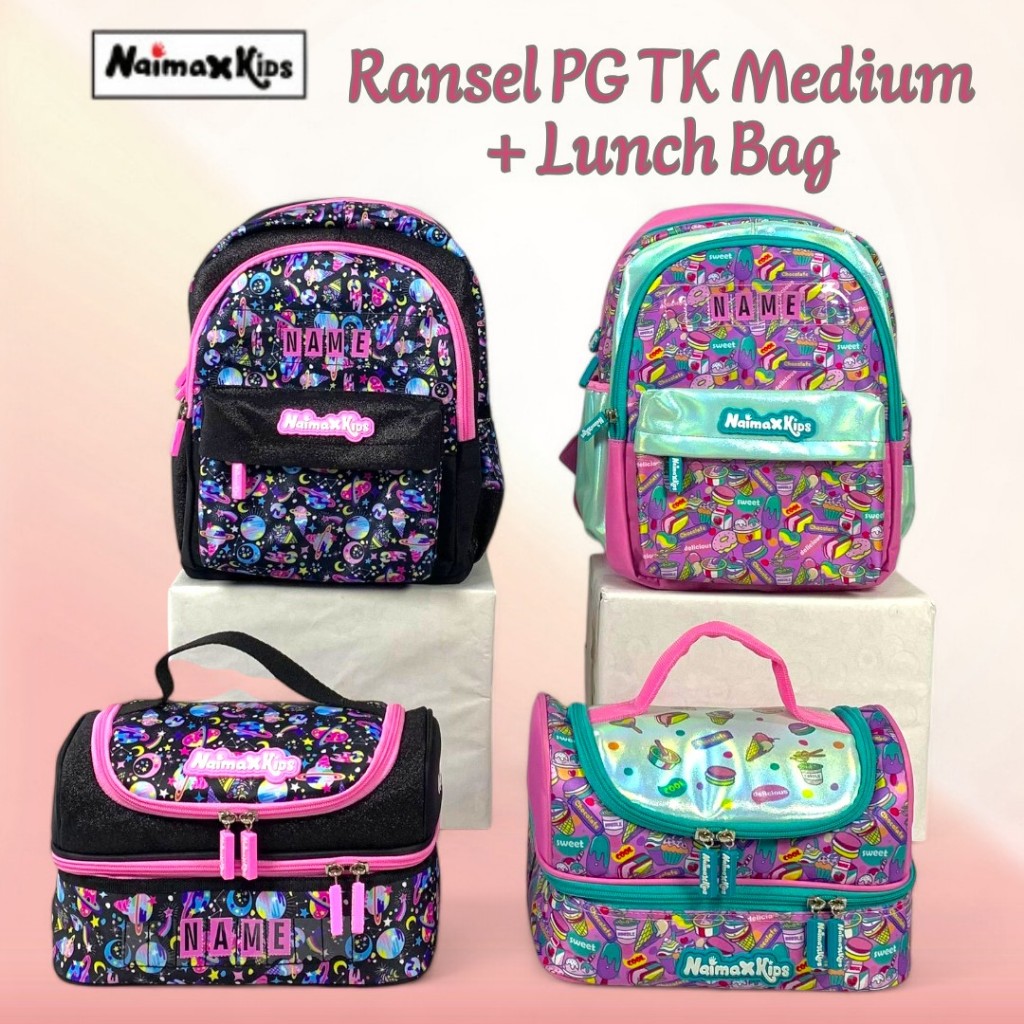 Tas Anak PG TK Medium Anak Perempuan + Lunch Bag Naimax Kids