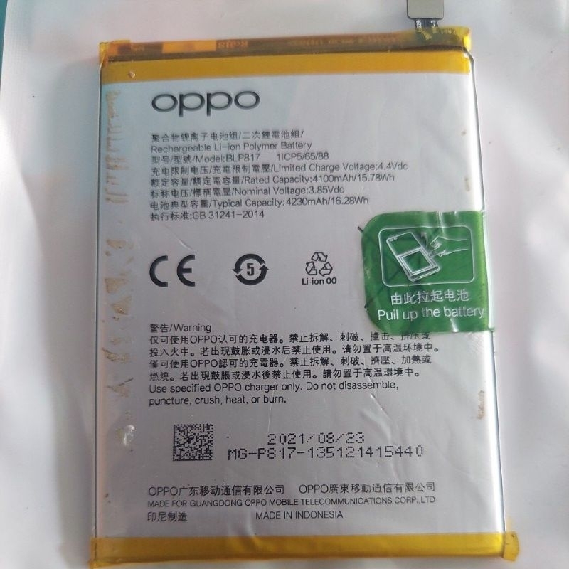 BATERAI BATRE OPPO A15 BLP817 ORI COPOTAN