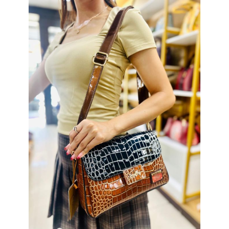 Tas Umanovero Horsebith Croco Glossy 3436-1 Tas wanita Tas Cewek Tas Slempang Tas Arisan Tas Bahu Ta
