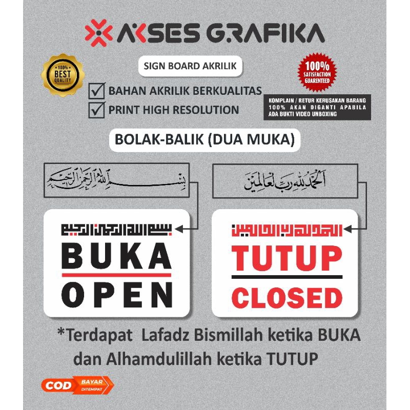 

Akrilik Sign Board,Signage,Rambu-Rambu,BUKA/OPEN,TUTUP/CLOSED