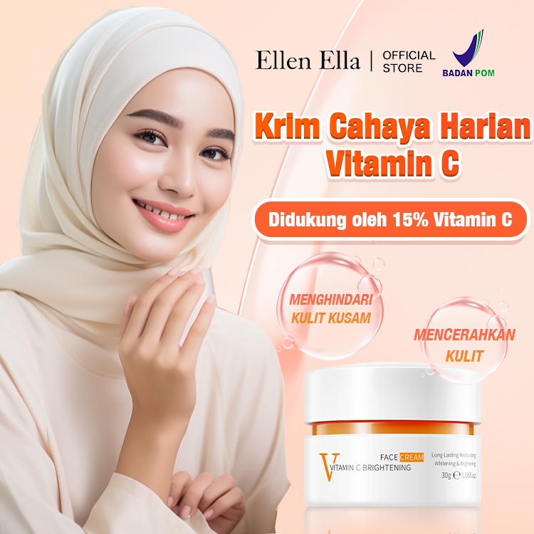 Ellen Ella Krim Cahaya Harlan Vitamin C Face Cream Brightening 30g Whitening And Freckle Removal