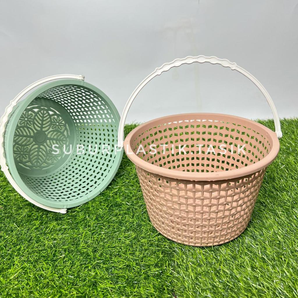 [12 pcs] Keranjang Jinjing Bulat Elandra Plastik Tempat Sabun Hantaran Parcel Wadah Serbaguna Tebal 