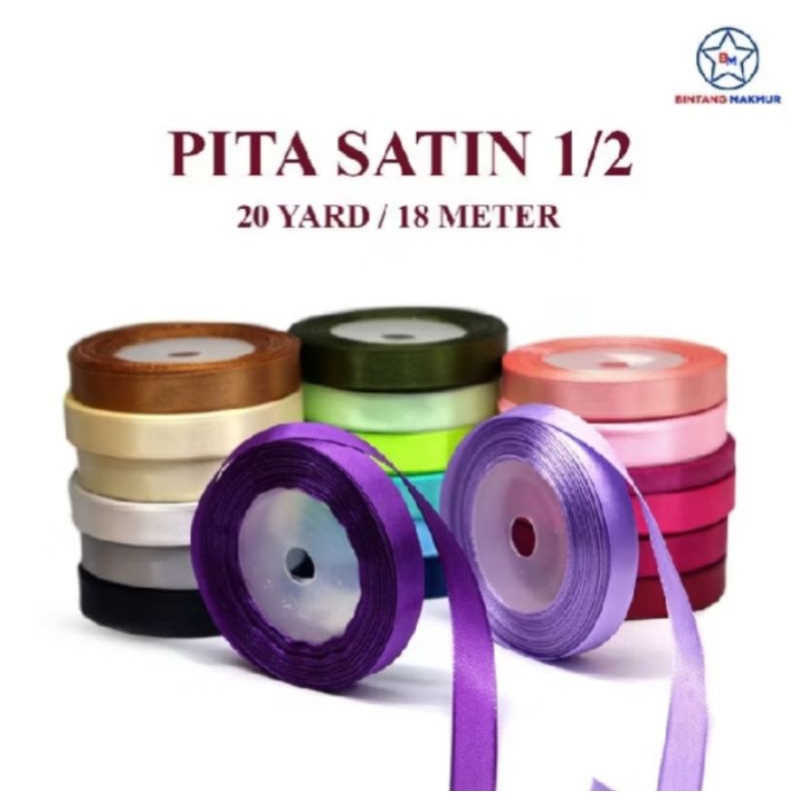 

PITA SATIN POLOS 1/2 INCH / 1.25 CM / 0.5 INCH PITA KADO SOUVENIR 1 ROLL