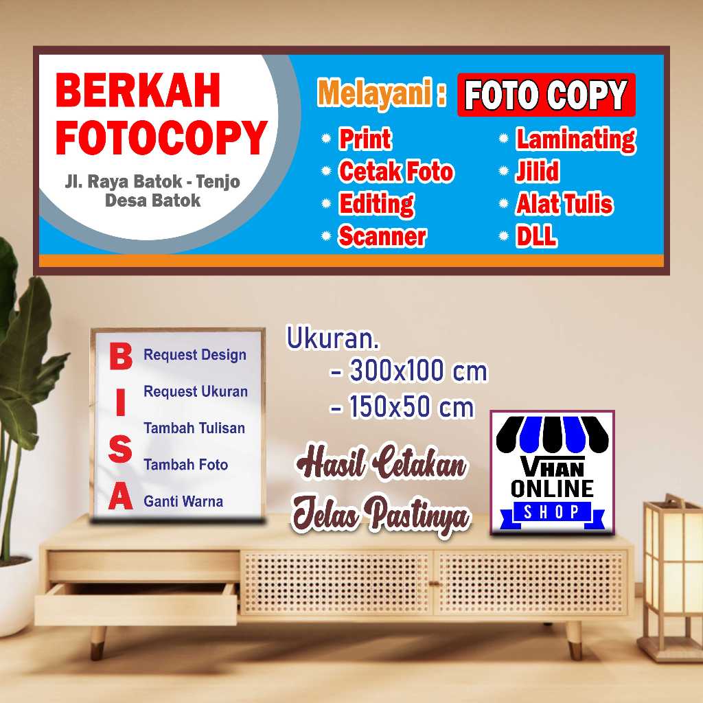 Cetak Spanduk Banner Toko Fotocopy dan ATK Bahan Bagus