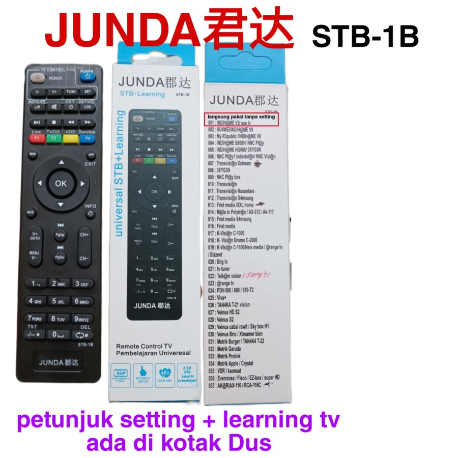 REMOTE FIBERHOME INDIHOME ZTE FIRST MEDIA MNC VISION JUNDA STB 1B