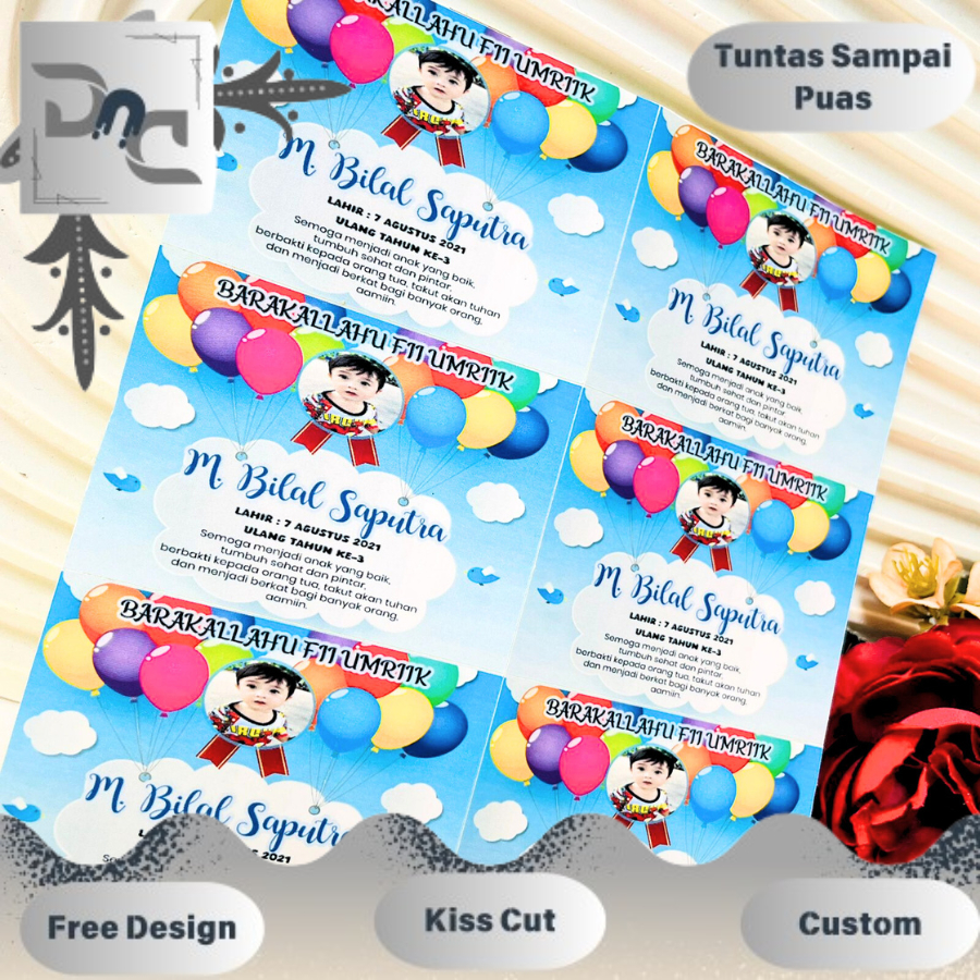 

DND Print Sticker Ulang Tahun Anak Stiker Label Ultah Ulang Taun Bentuk Persegi Free Desain