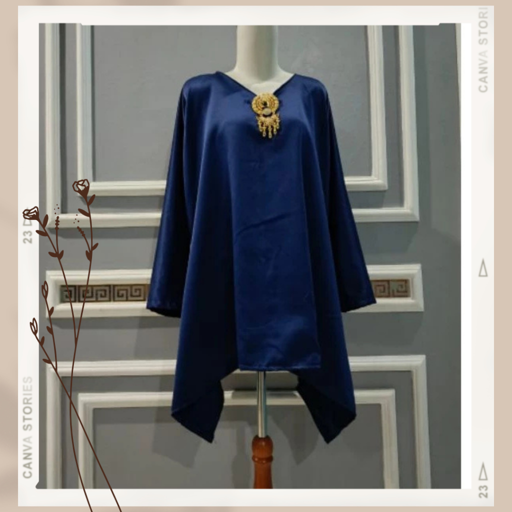 batwing blouse satin polos BETWING KELELAWAR Atasan KEBAYA SATIN SHIMER simer Batwing jumbo LD 150 f