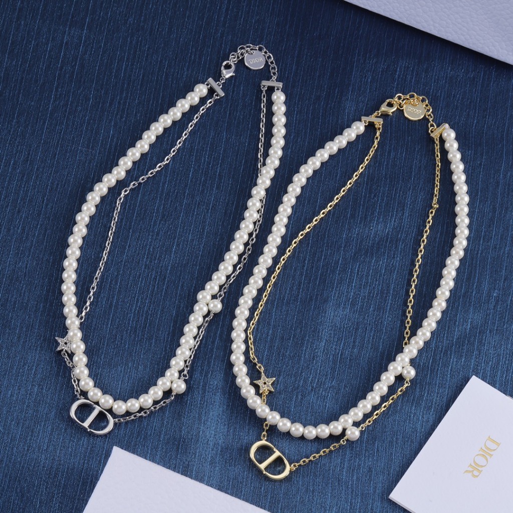 Kalung mutiara lapis ganda baru, kalung pendek, aksesoris busana wanita, kalung tipis Kalung Mutiara