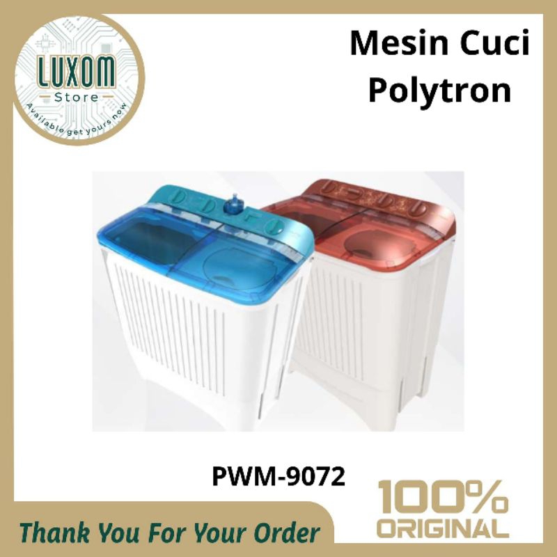 Mesin Cuci Polytron PWM-9072 (9kg) /mesin cuci Polytron 2 tabung/mesin cuci