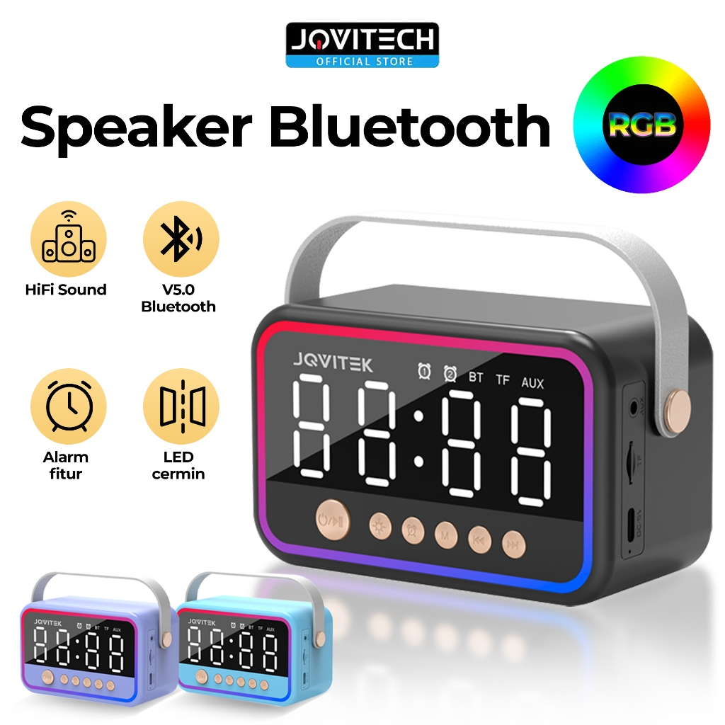 Jovitech S58 Speaker Bluetooth Jam LED Wireless Clock Alarm Portable Model Mini Bass 32D Speaker Ala