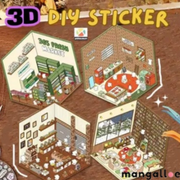 

[COD] DIY 3D Scene Stickers Rumah ala Korea tempel menyusun dekorasi kreatif -MG