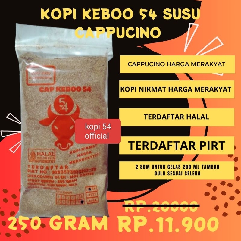 

KOPI CAPPUCINO CAP KEBOO 54 250 GRAM TERMURAH DAN TERLARIS